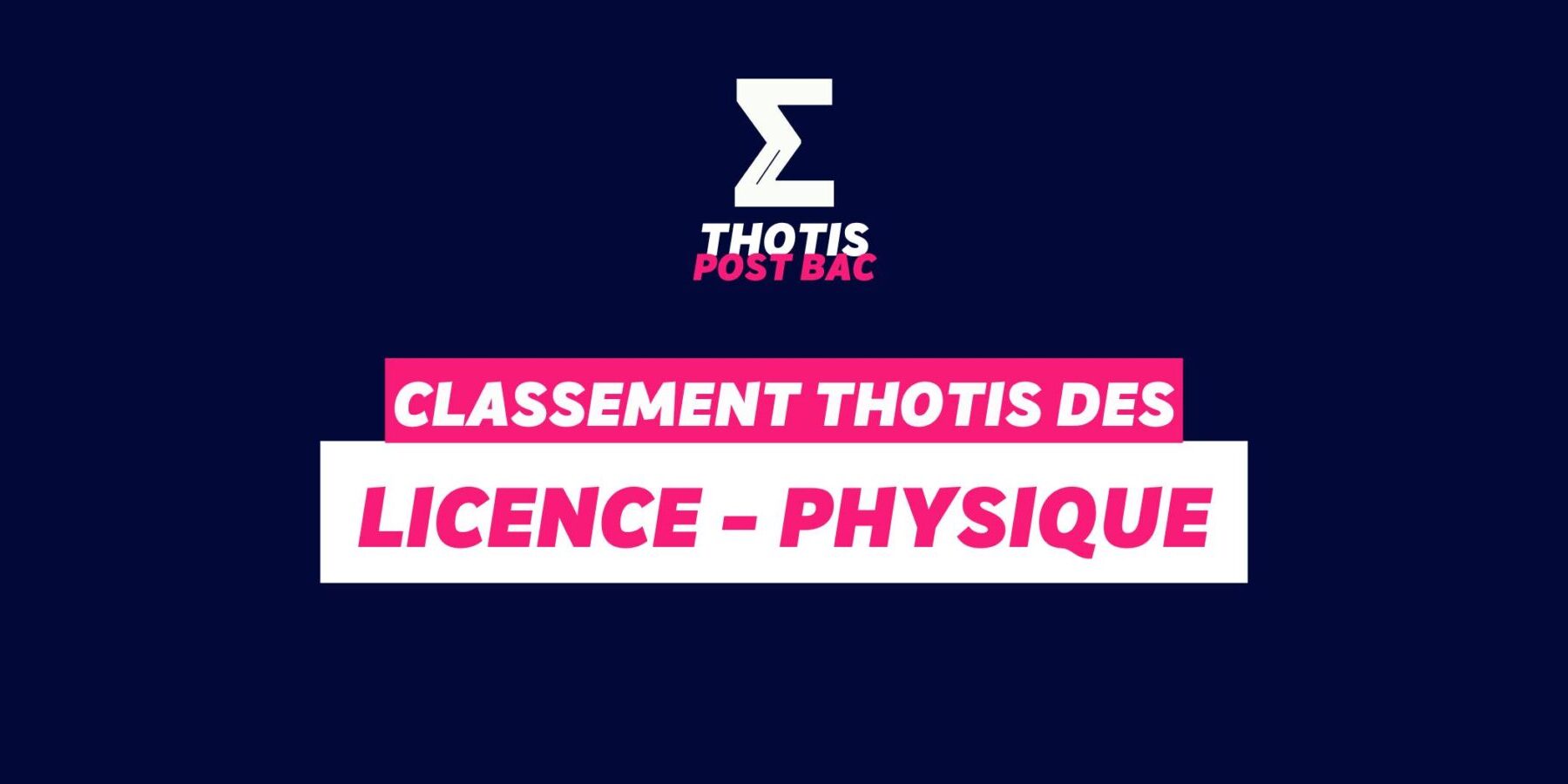 Classement Thotis - Licence Physique